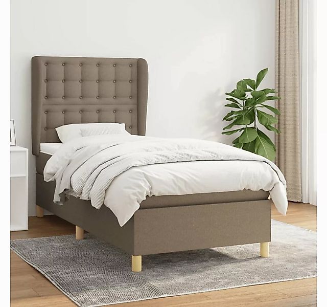 vidaXL Boxspringbett Boxspringbett mit Matratze Taupe 90x200 cm Stoff Bett günstig online kaufen