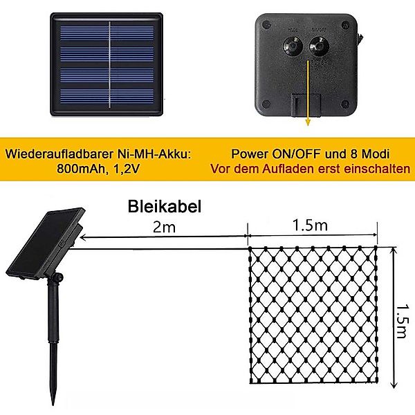 MUPOO LED Solarleuchte Solar-Lichternetz, LED Lichterkette günstig online kaufen