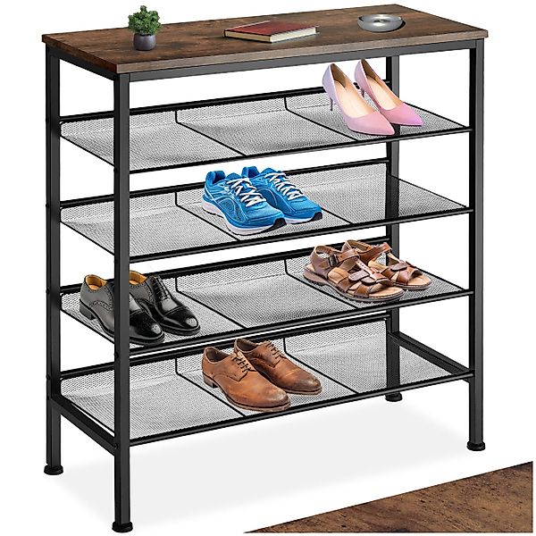 tectake Schuhregal Schuhschrank Bournemouth 75,5x30,5x85,5cm, Set günstig online kaufen