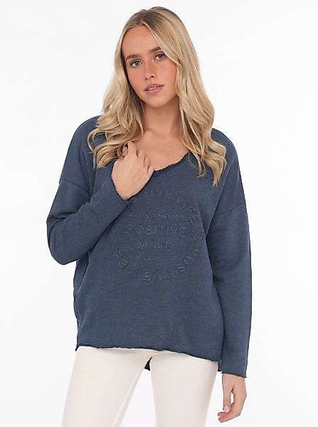 Zwillingsherz Sweatshirt ""Positive Mind"", ausgefranster V-Ausschnitt, Use günstig online kaufen