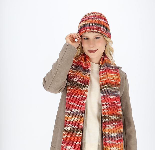 halsüberkopf Accessoires Strickmütze Umschlagmütze mit Farbverlauf günstig online kaufen