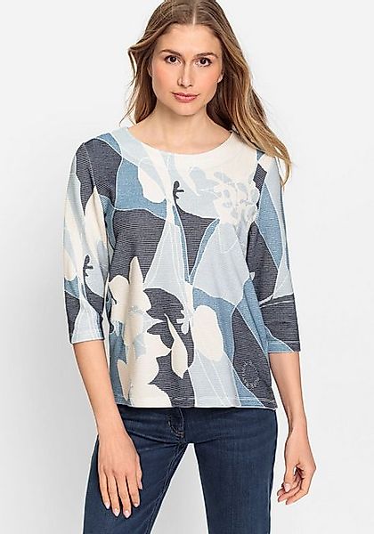 Olsen Sweatshirt mit Streifen und Blütenprint günstig online kaufen