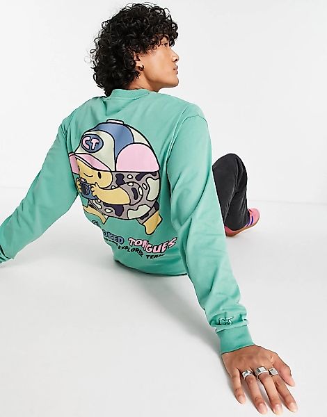 Crooked Tongues – Langärmliges Shirt in Grün mit Urban-Explorer-Figurenprin günstig online kaufen