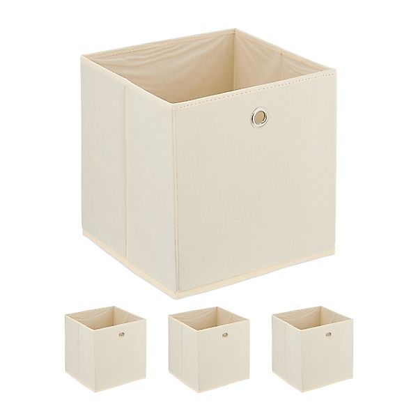 relaxdays Aufbewahrungsbox Cremefarbene Aufbewahrungsbox im 4er günstig online kaufen