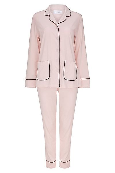 SNOOZE OFF Pyjama Schlafanzug in hellgrün (2 tlg., 1 Stück) mit Kontrastpas günstig online kaufen