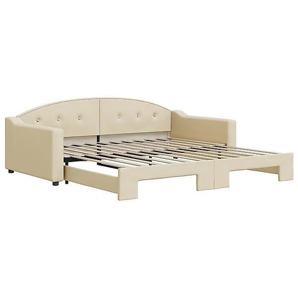 vidaXL Bett, Tagesbett Ausziehbar Creme 100x200 cm Stoff günstig online kaufen