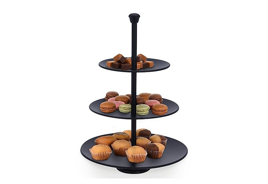 Mojawo Dekoschale Runde Metall-Etagere Servierregal 3-stöckig schwarz Ø25cm günstig online kaufen