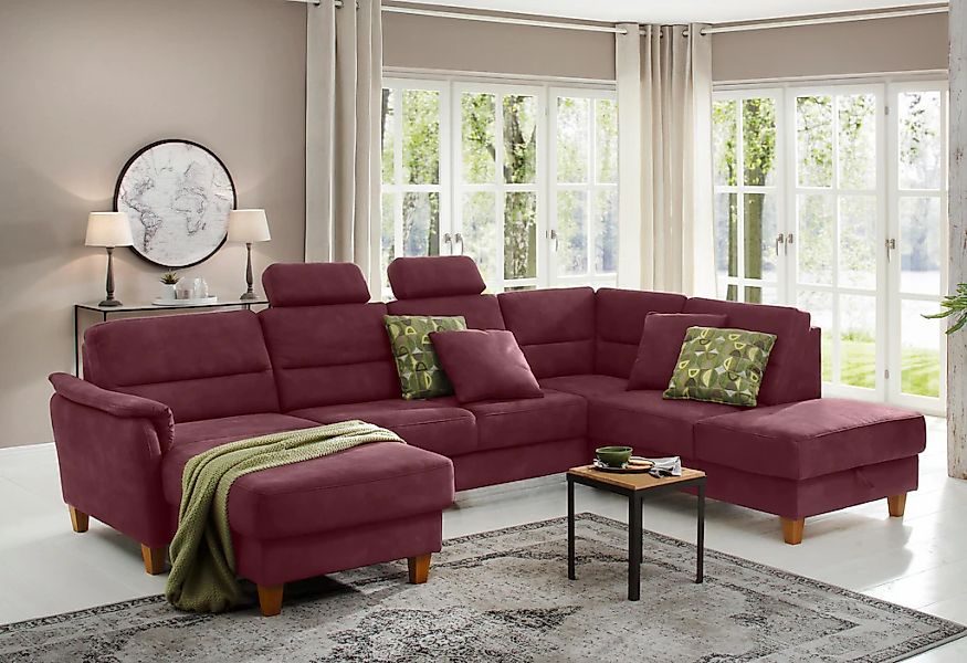 Home affaire Wohnlandschaft "Palmera U-Form, B: 308 cm" optional Bettfunkti günstig online kaufen