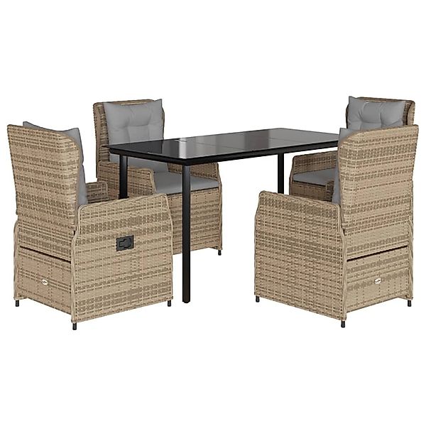 vidaXL 5-Tlg Garten-Essgruppe mit Kissen Beige Poly Rattan 3262877 günstig online kaufen