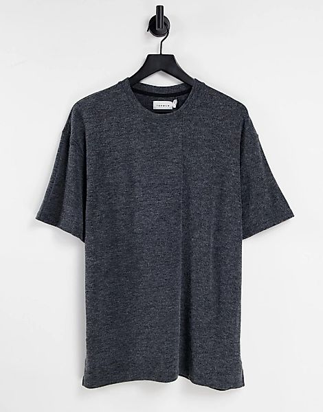 Topman – Gestricktes Oversized-T-Shirt in Schwarz günstig online kaufen