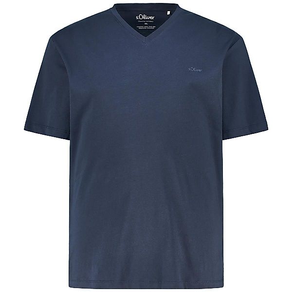 s.Oliver Basic-T-Shirt mit V-Ausschnitt Farbe blau Größe: 6XL günstig online kaufen