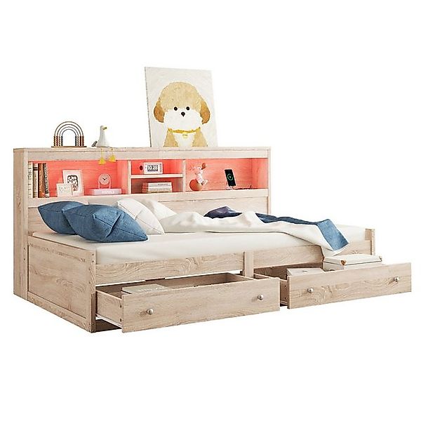 HAUSS SPOLE Schlafsofa 90x200cm mit 2 USB, 2 Ladebuchsen, LED-Beleuchtung 2 günstig online kaufen