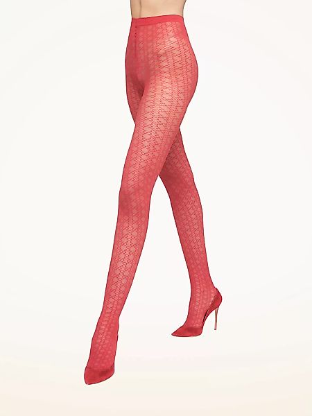Wolford - Intricate Sheer Pattern Tights, Frau, autumn red, Größe: XS günstig online kaufen