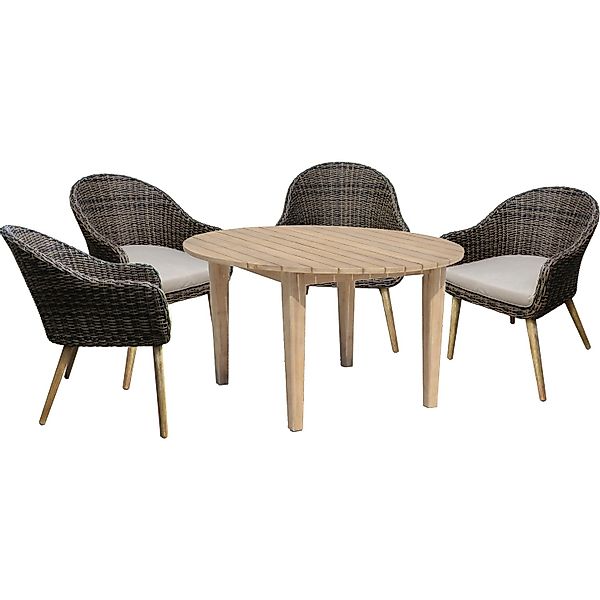 Garden Pleasure Gartenmöbel-Set Pueblo/ Arvado 5-teilig Beige günstig online kaufen