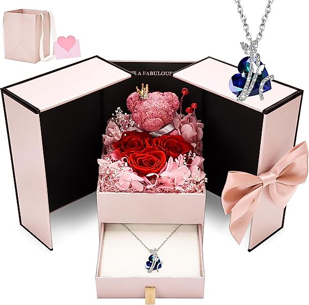 Kunstblume Collier Ewige echte Rose mit I Love You Halskette, Coonoor günstig online kaufen