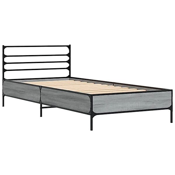 vidaXL Bettgestell Grau Sonoma 75x190 cm Holzwerkstoff und Metall 845625 günstig online kaufen
