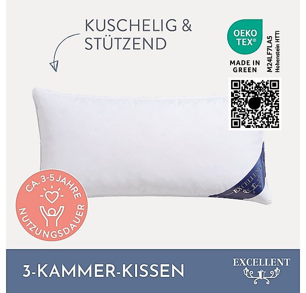 Excellent 3-Kammer-Kopfkissen Venedig, 1-tlg. oder 2 tlg. Hergestellt in De günstig online kaufen