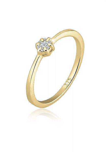 Elli DIAMONDS Verlobungsring "Verlobung Blume Diamant (0.045 ct.) 375 Gelbg günstig online kaufen