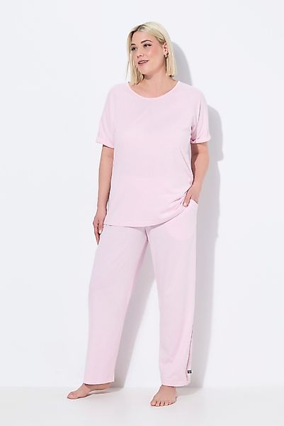Ulla Popken Pyjama Pyjama Spitzenband Rundhals günstig online kaufen