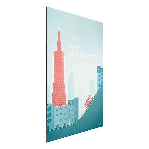 Alu-Dibond Bild Kunstdruck - Hochformat 2:3 Reiseposter - San Francisco günstig online kaufen