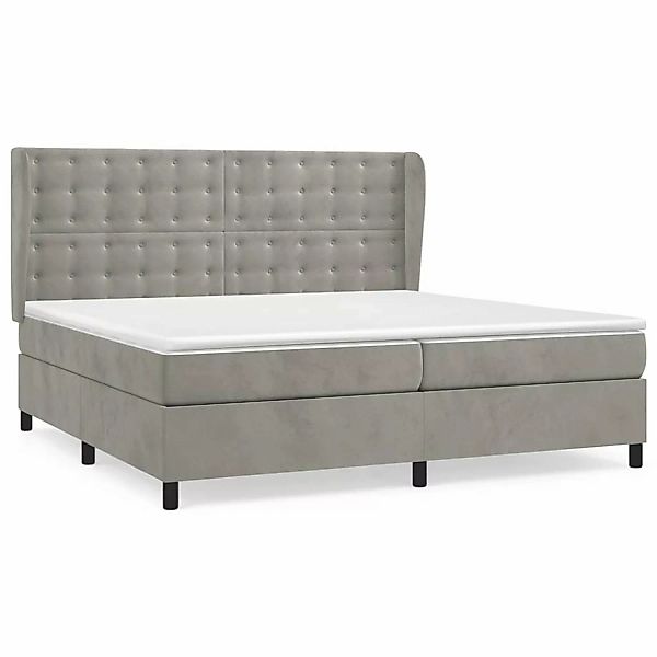 vidaXL Boxspringbett mit Matratze Hellgrau 200x200 cm Samt1376680 günstig online kaufen