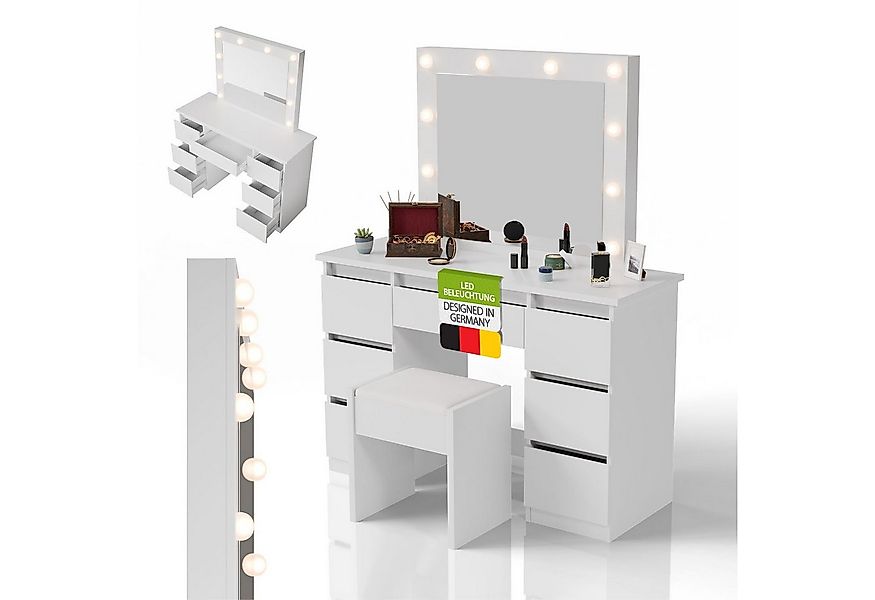 Juskys Schminktisch Talea (3-St), LED-Beleuchtung, 3 Helligkeitsstufen, mod günstig online kaufen