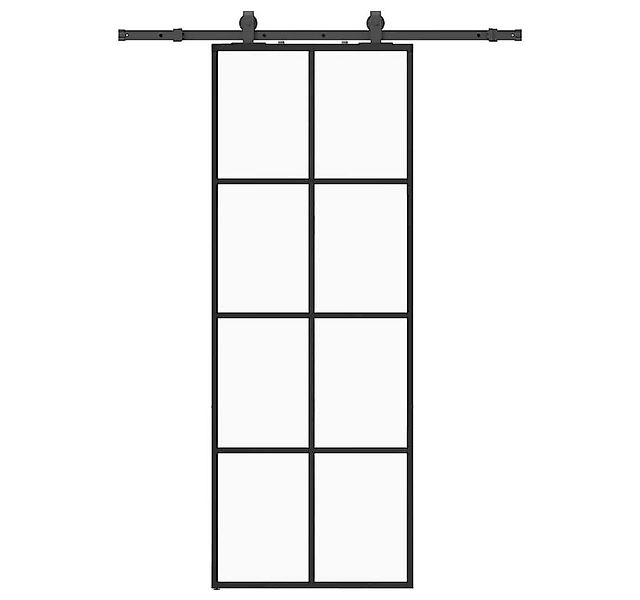 vidaXL Schiebetür Schiebetür mit Beschlag Schwarz 76x205 cm ESG-Glas günstig online kaufen