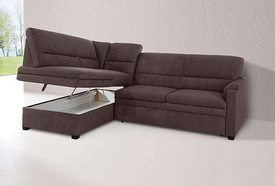 sit&more Ecksofa »Pisa L-Form«, mit Federkern, wahlweise mit Bettfunktion günstig online kaufen