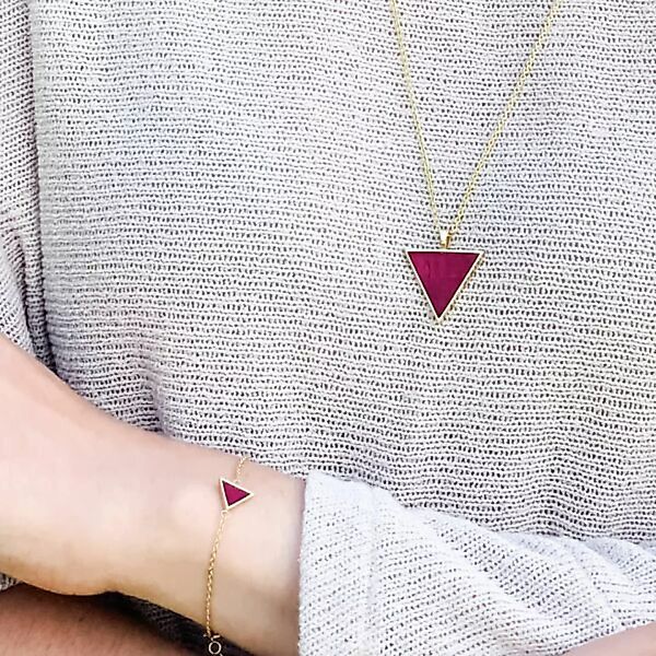 Halskette Gold Mit Kork | Triangle Anhänger Dreieck | Geschenk Box günstig online kaufen