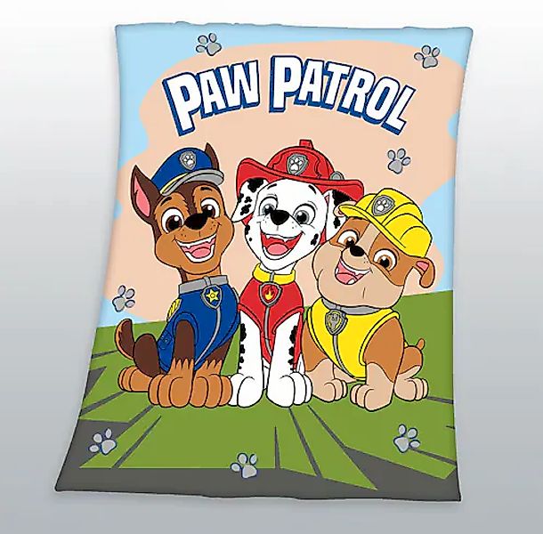 Kinderdecke 130x170cm Paw Patrol Chase Marshall Rubble hochwertig bedruckt, günstig online kaufen