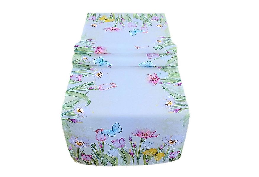 texpot Tischdecke Tischläufer Druck Tulpen Schmetterlinge Frühling Ostern ( günstig online kaufen