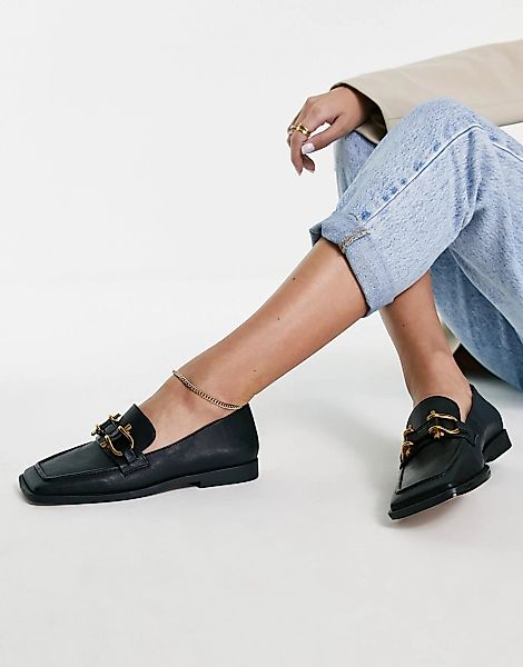ASOS DESIGN – Mute – Loafer in Schwarz mit extrem eckiger Zehenpartie günstig online kaufen