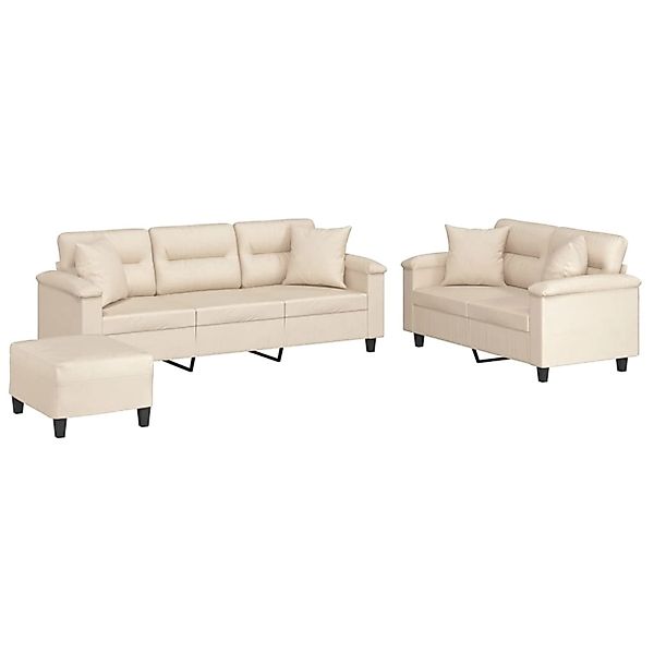 vidaXL 3-Tlg Sofagarnitur mit Kissen Beige Mikrofasergewebe 3202361 günstig online kaufen