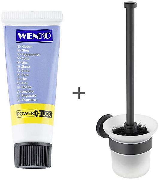 WENKO WC-Garnitur "Modell Bosio" 2 Stk. aus Edelstahl  Glas inkl. Kleber, z günstig online kaufen