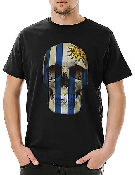 Urban Backwoods Print-Shirt Classic Uruguay Skull Flag Herren T-Shirt Toten günstig online kaufen