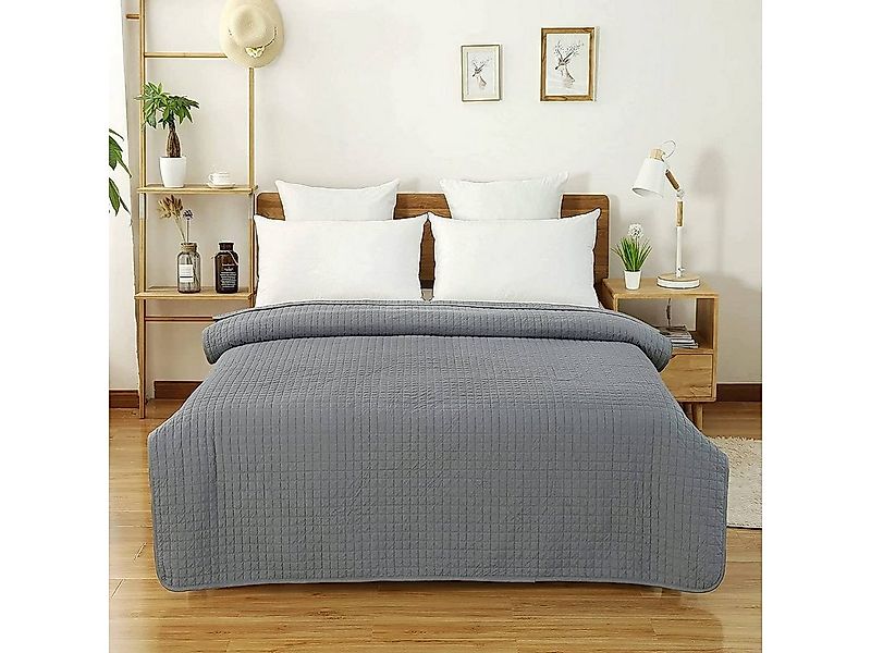 Woltu Tagesdecke, 360GSM Patchwork Wendedesign Kariert, Grau günstig online kaufen