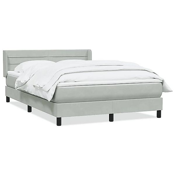 vidaXL Boxspringbett, Boxspringbett mit Matratze Hellgrau 140x220 cm Samt günstig online kaufen