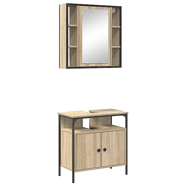 vidaXL Badezimmerspiegelschrank 2-teiliges Badezimmermöbel Set Sonoma Eiche günstig online kaufen
