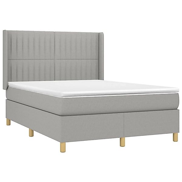 vidaXL Boxspringbett mit Matratze & LED Hellgrau 140x190 cm Stoff 3139029 günstig online kaufen