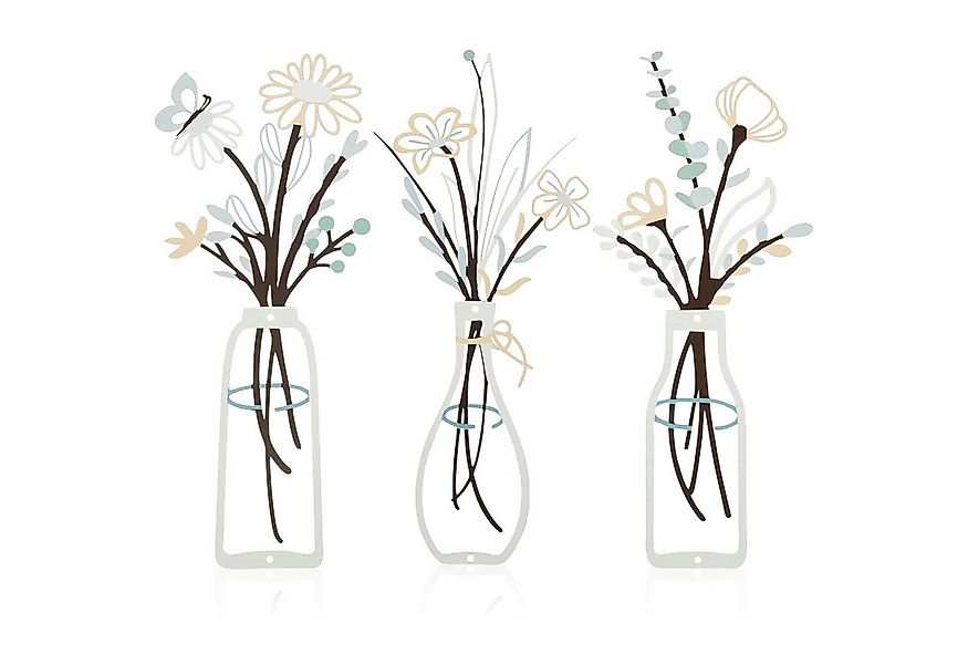 STILVORA Wanddekoobjekt 3er Vase Wall Art Wanddeko für Wohnzimmer,Raumdekor günstig online kaufen