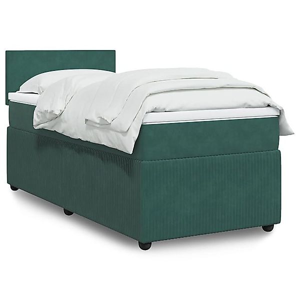 vidaXL Boxspringbett, Boxspringbett mit Matratze Dunkelgrün 90x190 cm Samt günstig online kaufen