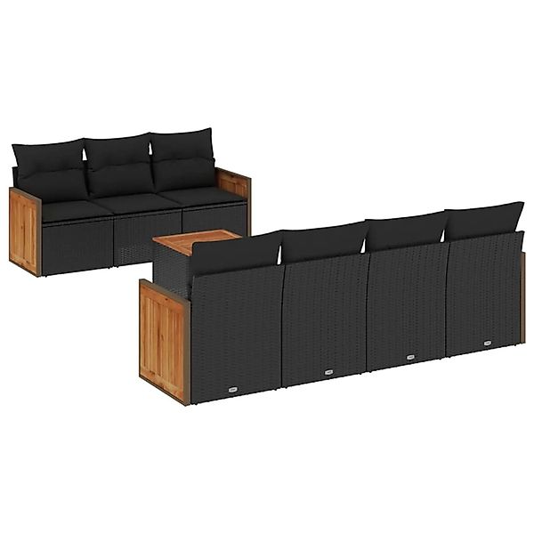 vidaXL 8-Tlg Garten-Sofagarnitur mit Kissen Schwarz Poly Rattan 3227483 günstig online kaufen