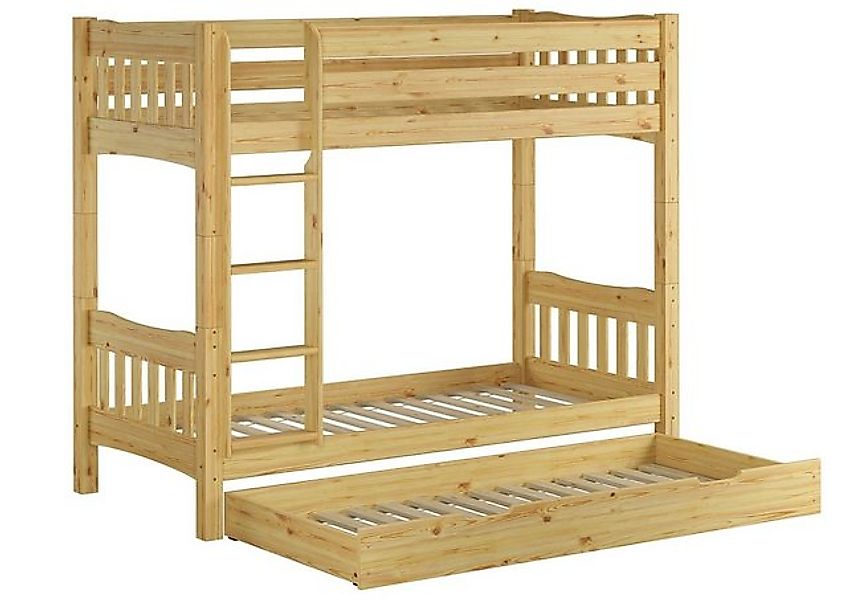 ERST-HOLZ Etagenbett Stockbett 90 x 200 Kiefer Massiv mit Rollrost und Gäst günstig online kaufen