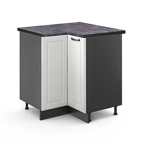 Vicco Eckunterschrank R-Line Weiß Landhaus/Anthrazit 76 cm AP Anthrazit günstig online kaufen