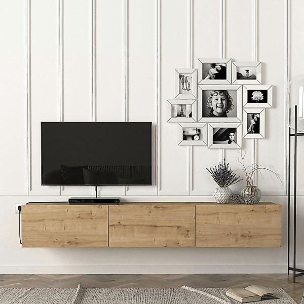 en.casa TV-Schrank »Vihti« Fernsehschrank 180x31x29,5cm Eiche-Optik günstig online kaufen