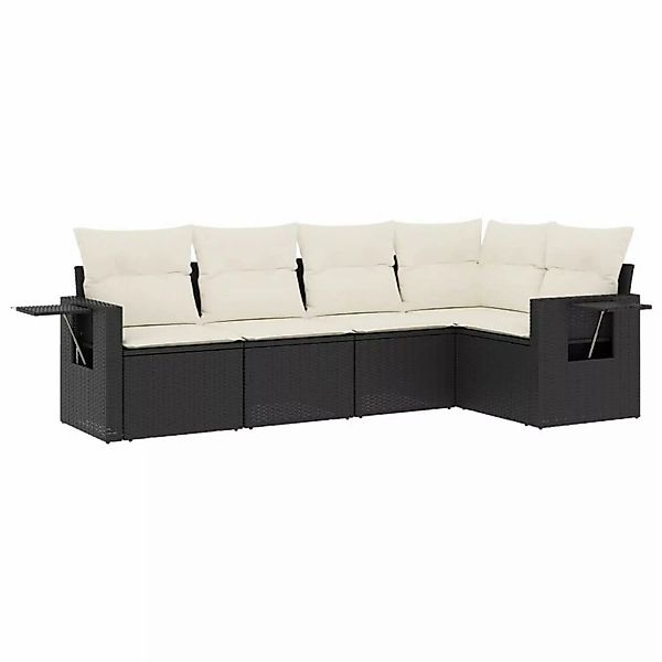 vidaXL 5-Tlg Garten-Sofagarnitur mit Kissen Schwarz Poly Rattan 3220125 günstig online kaufen