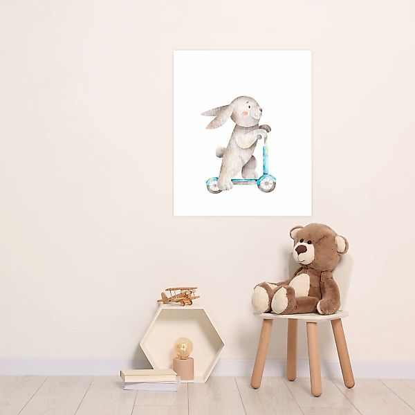 Lüttenhütt Poster "Hase auf Roller", Fahrzeuge-Fantasy-Hase-Hasen-Tiere, (1 günstig online kaufen