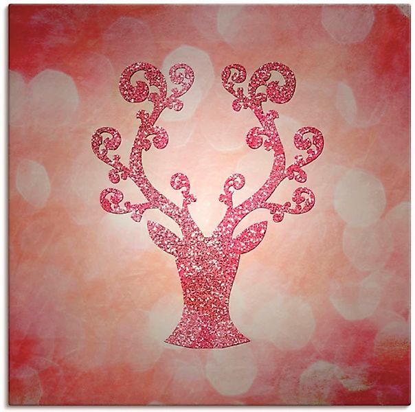 Artland Wandbild »Rosa glitzerndes Reh« Wildtiere 1 Stk. tlg. als Leinwandb günstig online kaufen