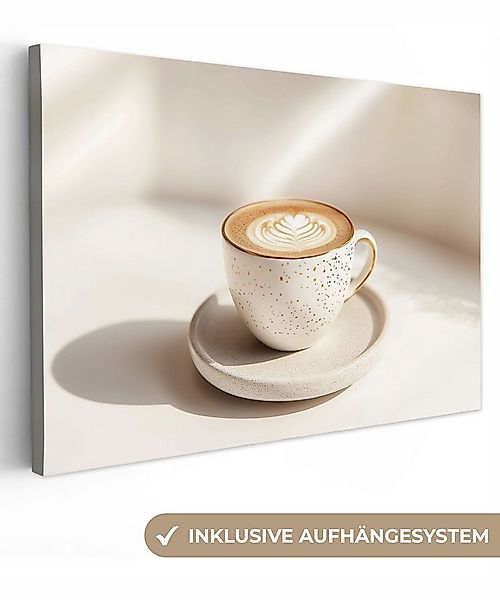 OneMillionCanvasses® Leinwandbild Cappuccino - Schaumstoff - Schale - Beige günstig online kaufen