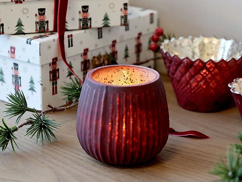 Chic Antique Windlicht Windlicht Glas H7,5/D7,5 cm antique cherry (1 St) günstig online kaufen